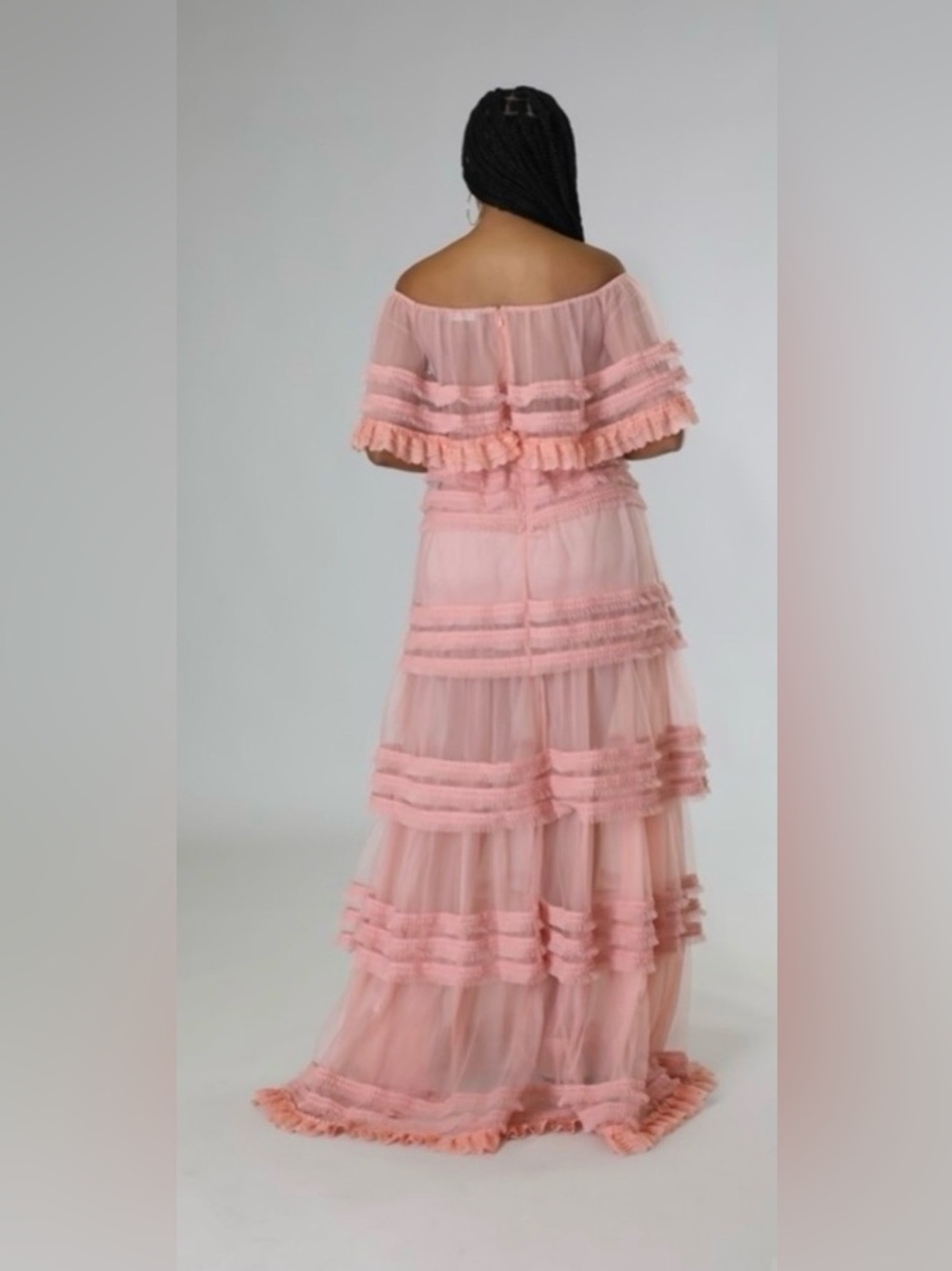 Blush Pink Tiered Maxi Dress Fairy Whimsy Garden - Picture 3 of 3